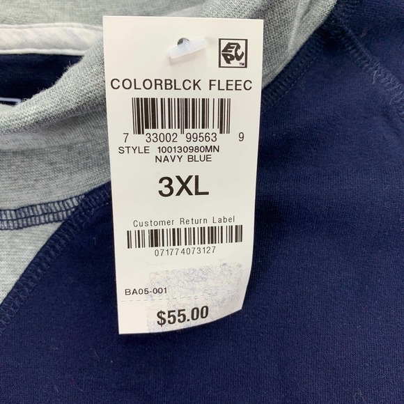 Club Room Mens Fleece Long Sleeve Colorblock Turtleneck Sweater Navy Blue 3XL - Picture 2 of 4